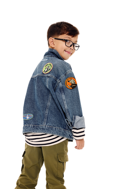 Platoon Kids Denim Jacket Back on Model